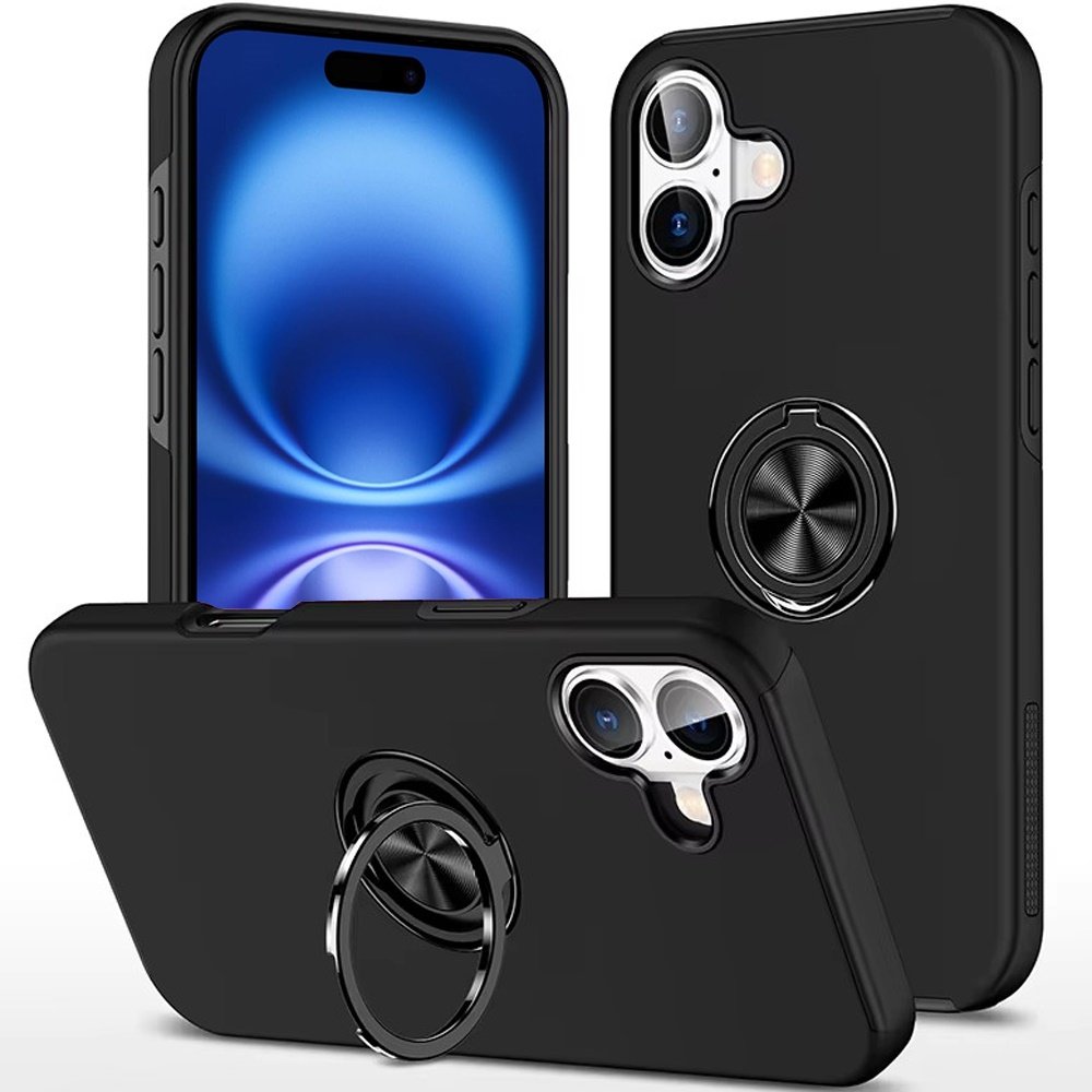 for iphone 17 chief oil painted magnetic ring stand hybrid case cover black