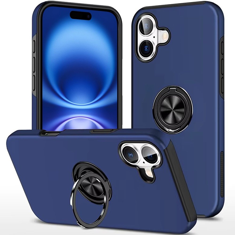 for iphone 17 chief oil painted magnetic ring stand hybrid case cover dark blue