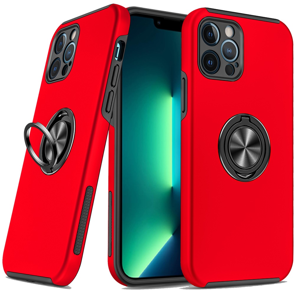 for iphone 13 pro chief oil painted magnetic ring stand hybrid case cover red