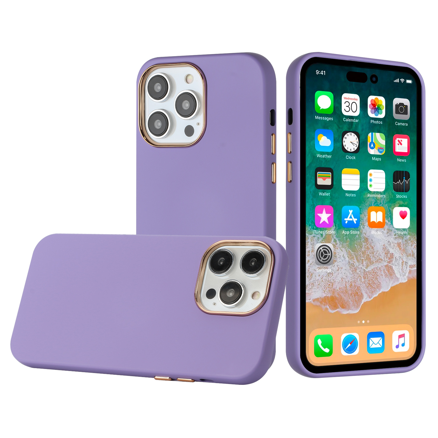 for apple iphone 14 pro max 6.7" classy slick chromed around hybrid case cover light pink