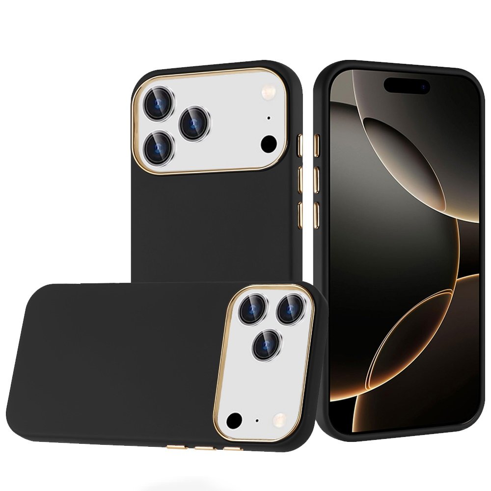 for iphone 17 pro max classy slick chromed around hybrid case cover black
