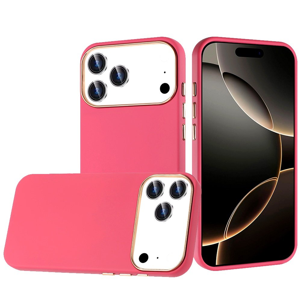 for iphone 17 pro max classy slick chromed around hybrid case cover hot pink