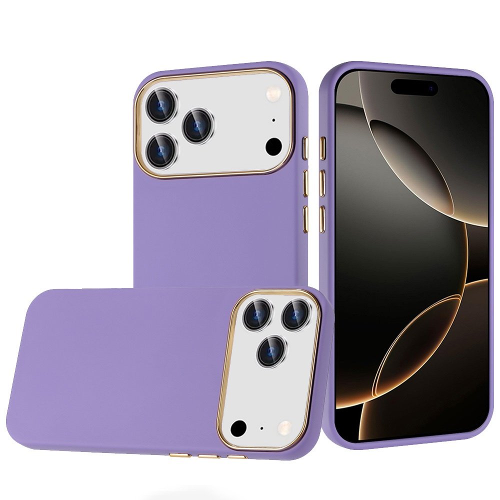 for iphone 17 pro max classy slick chromed around hybrid case cover dark purple