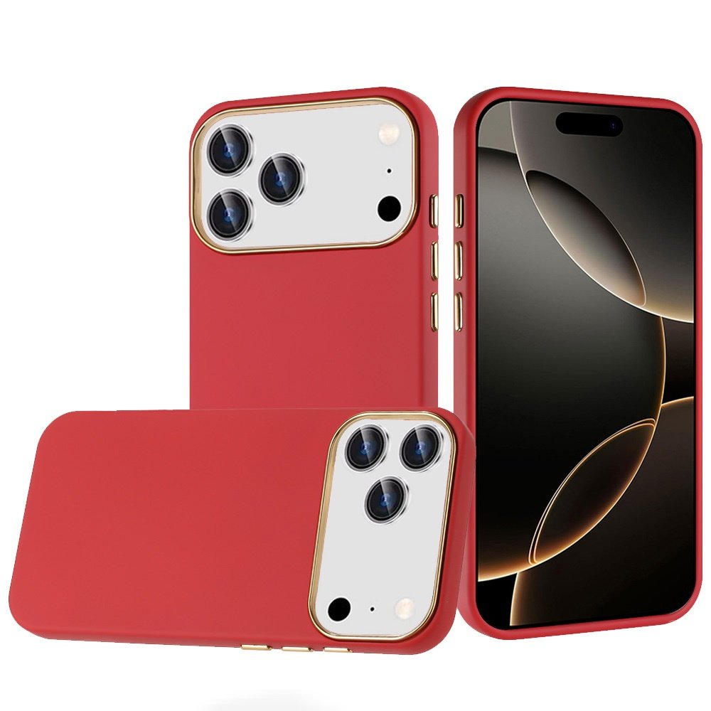 for iphone 17 pro max classy slick chromed around hybrid case cover red