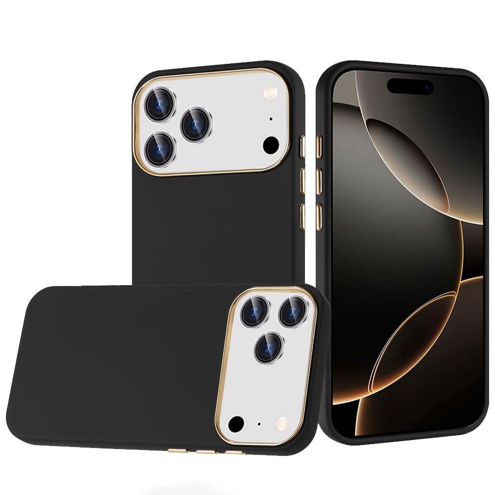 for iphone 17 pro classy slick chromed around hybrid case cover black
