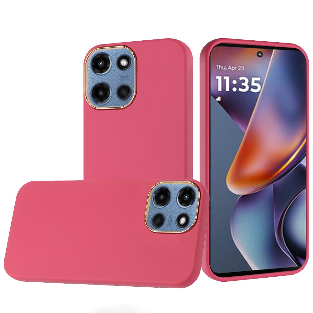 for moto g 5g 2025/2026 g play 2026 classy slick chromed around hybrid case cover hot pink