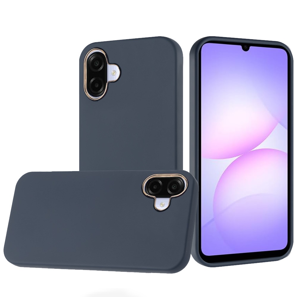 for samsung galaxy a07 classy slick chromed around hybrid case cover dark blue