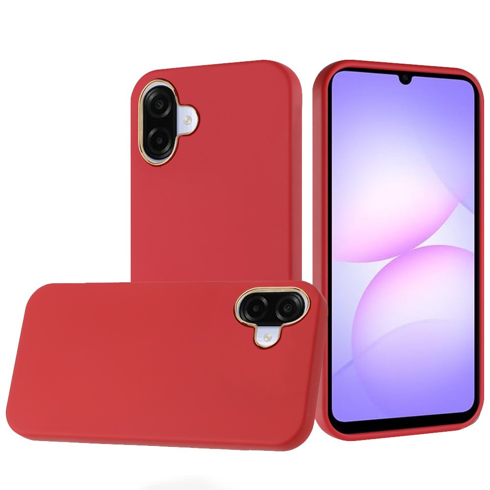for samsung galaxy a07 classy slick chromed around hybrid case cover red