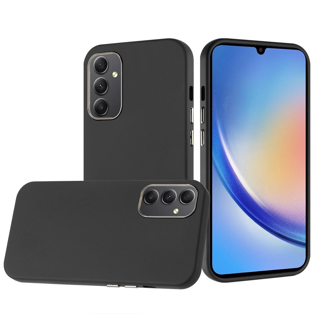 for samsung a15 5g classy slick chromed around hybrid case cover black