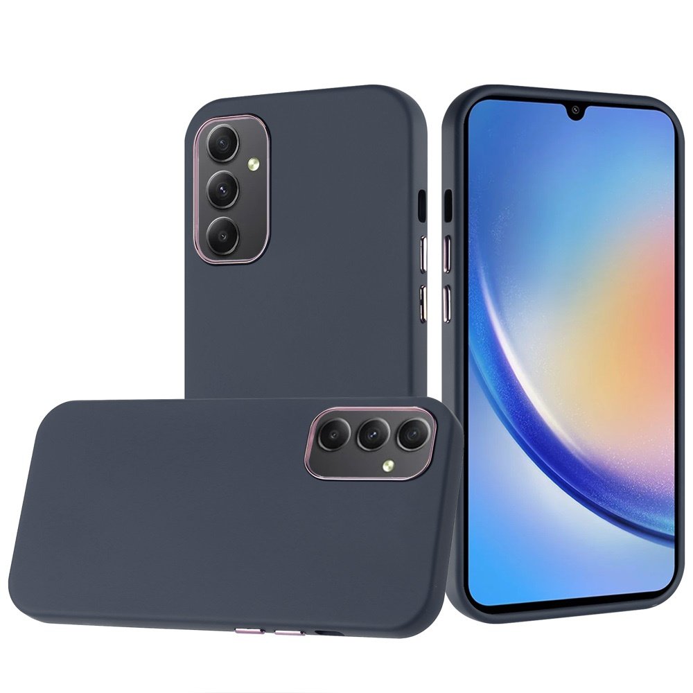 for samsung a15 5g classy slick chromed around hybrid case cover dark blue