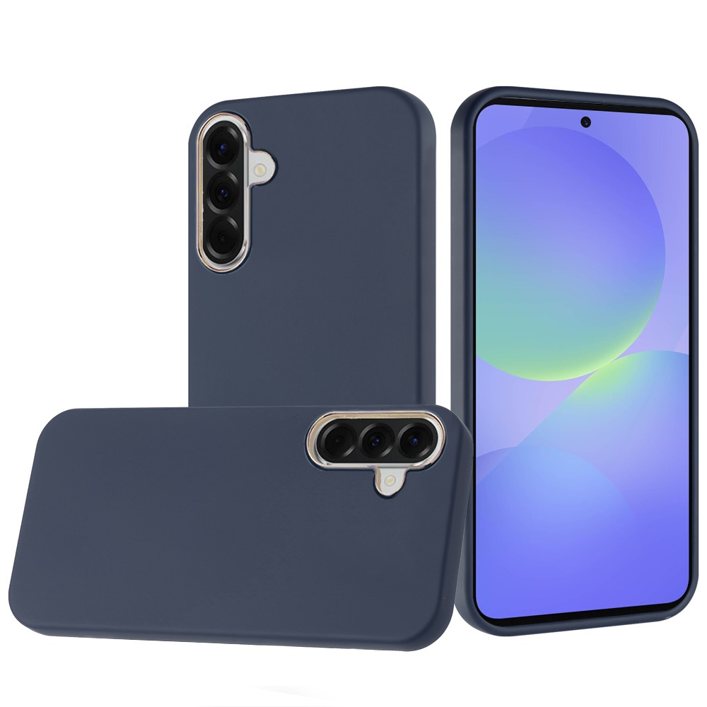 for samsung galaxy a37 classy slick chromed around hybrid case cover dark blue