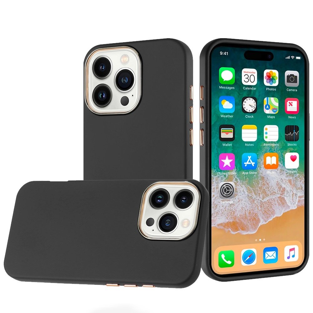 for iphone 16 pro max 6.9 inch classy slick chromed around hybrid case cover black