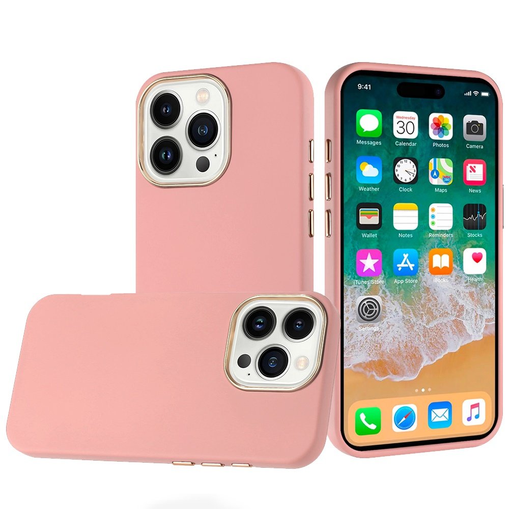 for iphone 16 pro max 6.9 inch classy slick chromed around hybrid case cover light pink