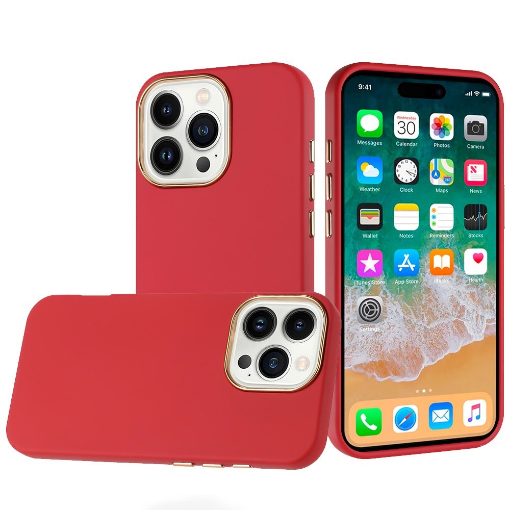 for iphone 16 pro max 6.9 inch classy slick chromed around hybrid case cover red