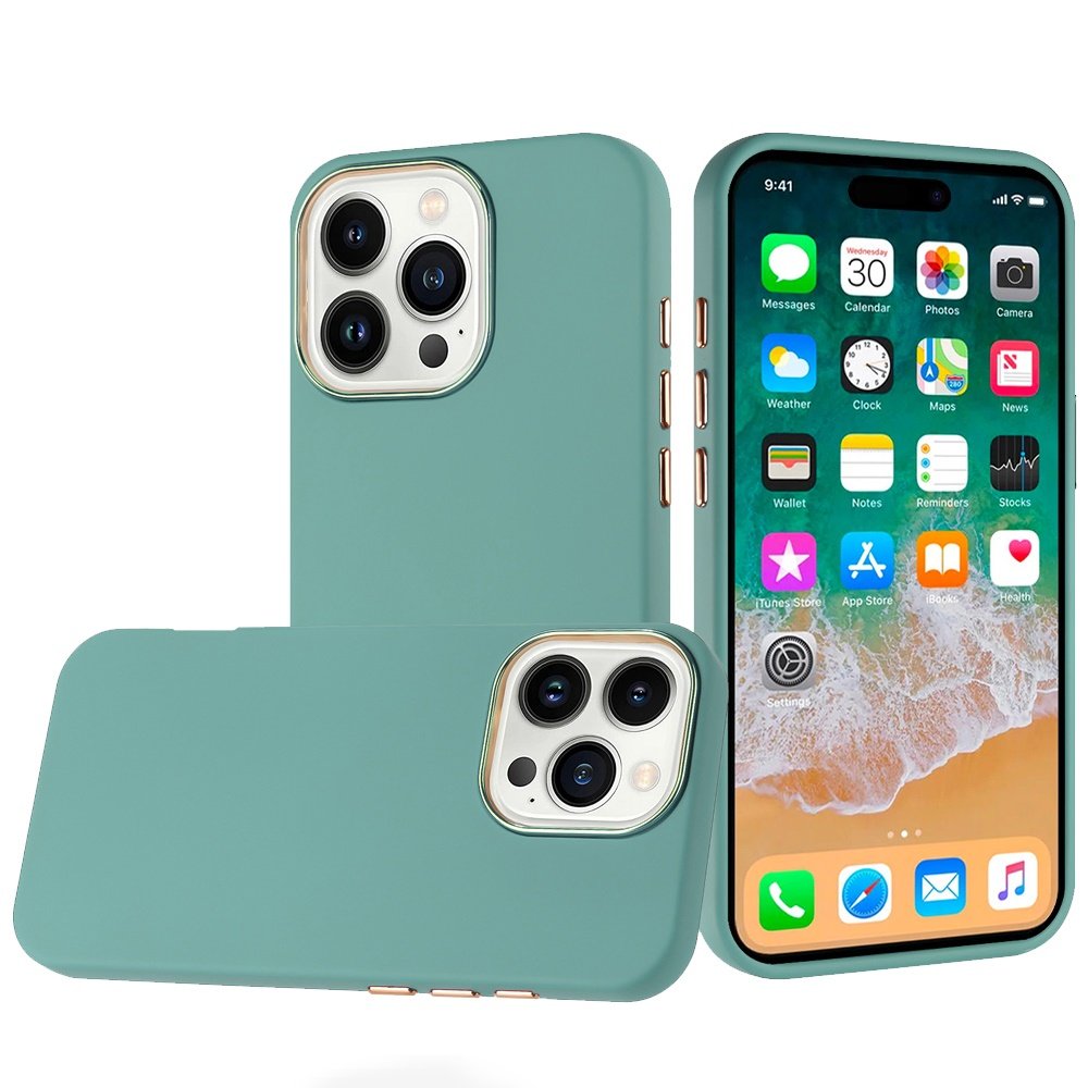 for iphone 16 pro max 6.9 inch classy slick chromed around hybrid case cover teal