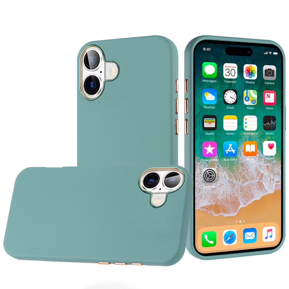 for iphone 16 plus 6.7 inch classy slick chromed around hybrid case cover teal
