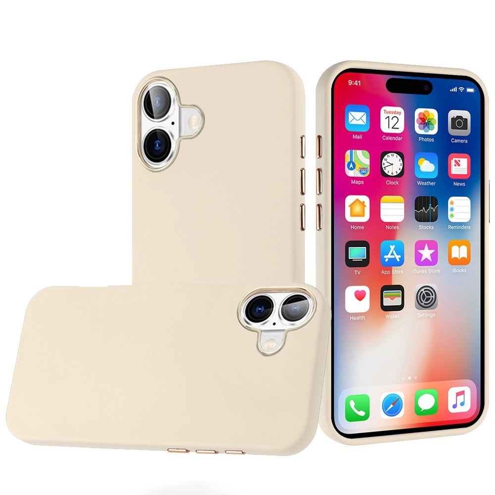 for iphone 16 6.1 inch classy slick chromed around hybrid case cover white