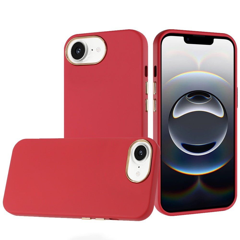 for iphone 17e / 16e / se4 classy slick chromed around hybrid case cover red