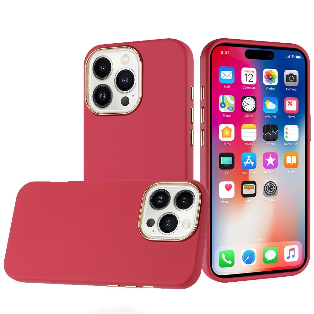 for iphone 16 pro 6.3 inch classy slick chromed around hybrid case cover burgundy