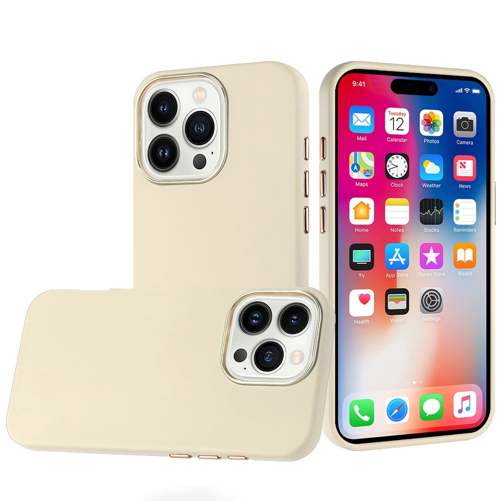 for iphone 16 pro 6.3 inch classy slick chromed around hybrid case cover white