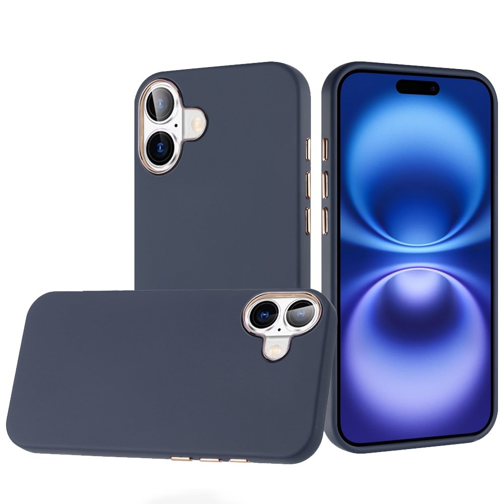 for iphone 17 classy slick chromed around hybrid case cover dark blue