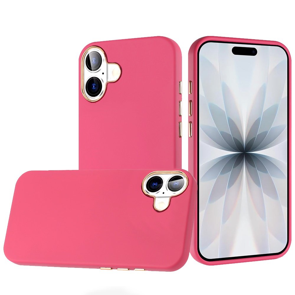 for iphone 17 classy slick chromed around hybrid case cover hot pink