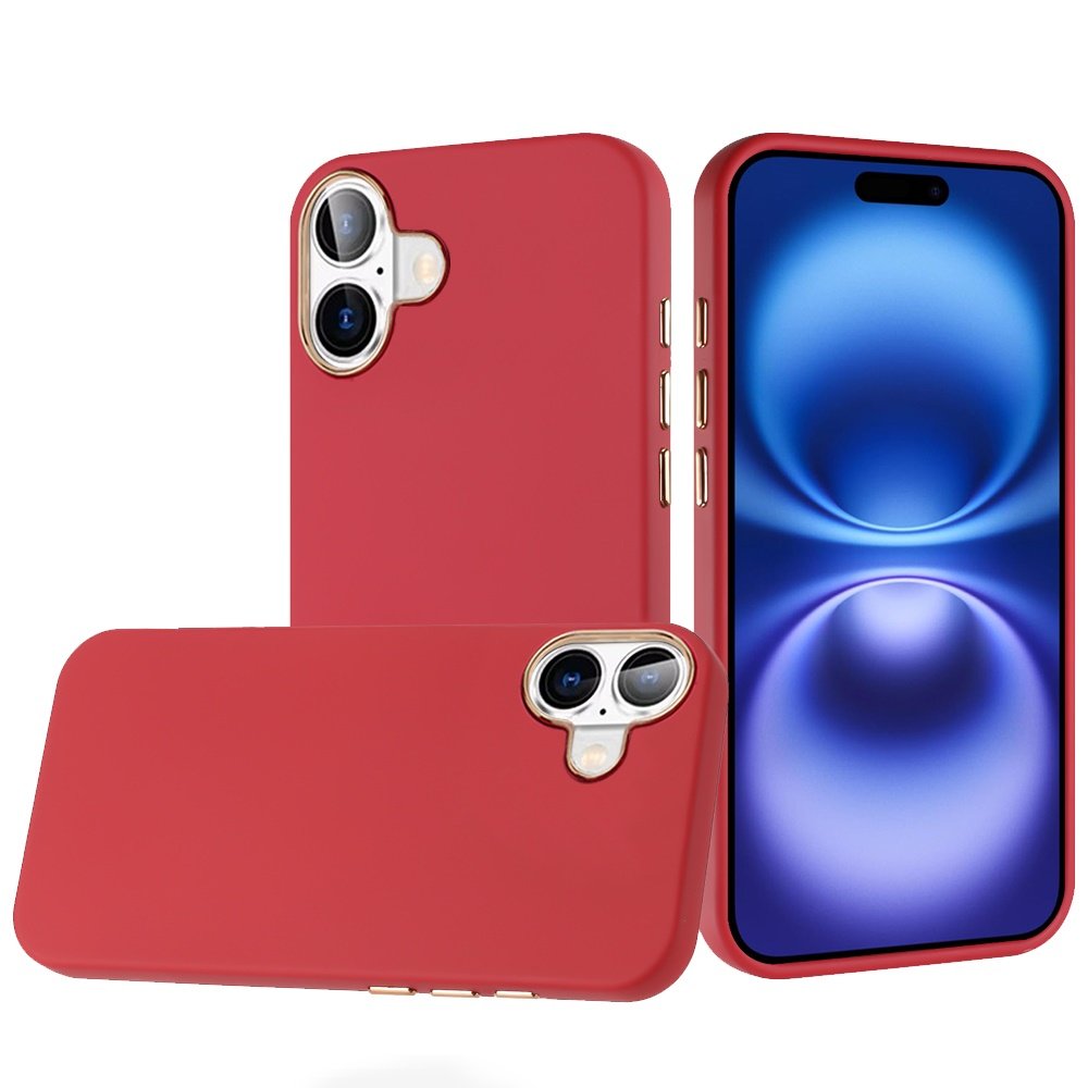 for iphone 17 classy slick chromed around hybrid case cover red