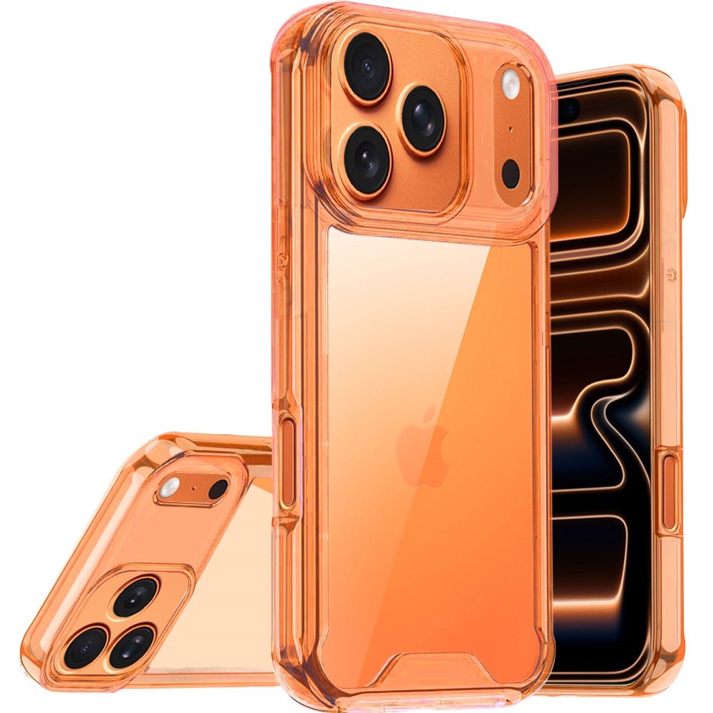 for iphone 17 pro colored shockproof transparent hard pc tpu hybrid case cover cosmic orange