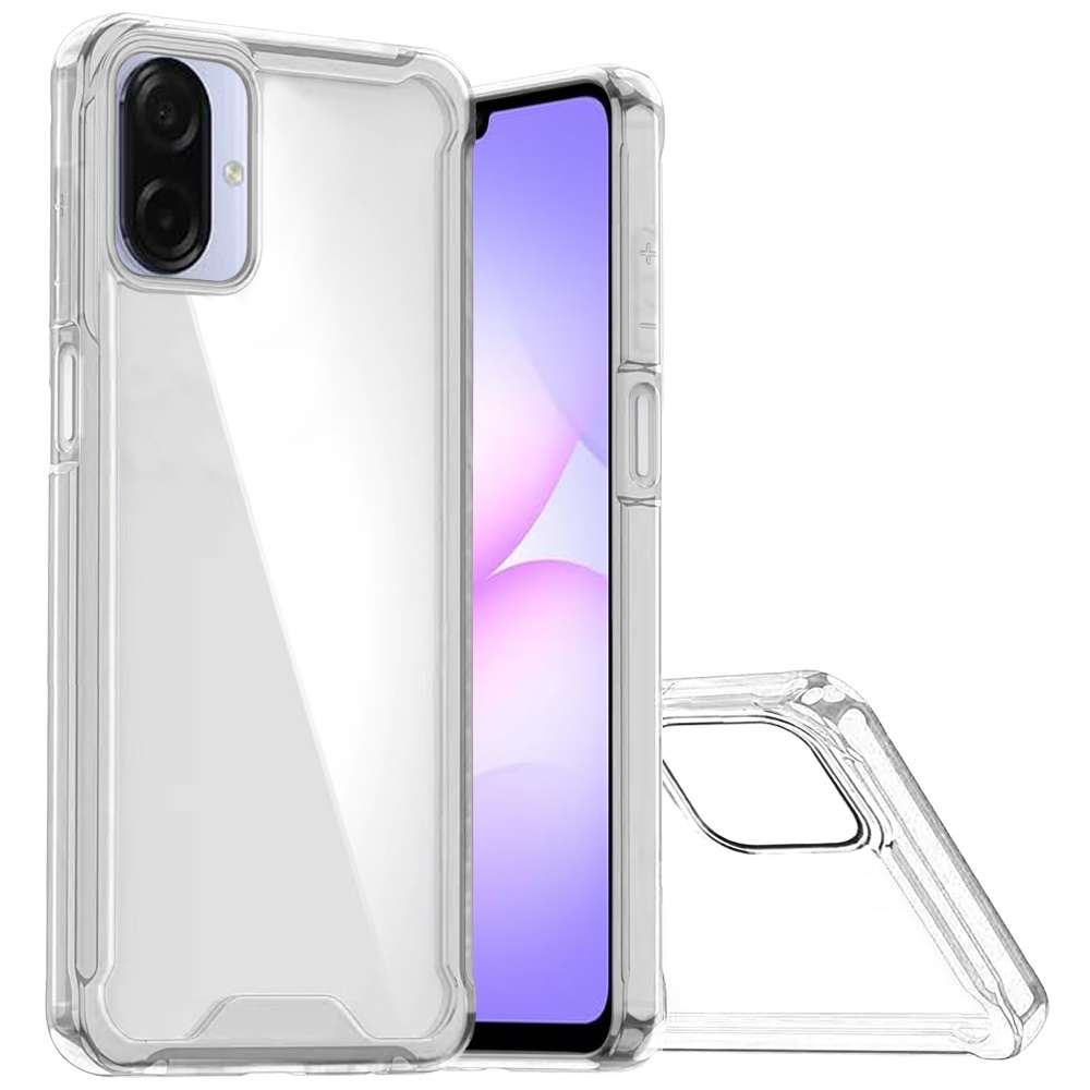for samsung galaxy a07 colored shockproof transparent hard pc tpu hybrid case cover clear/clear