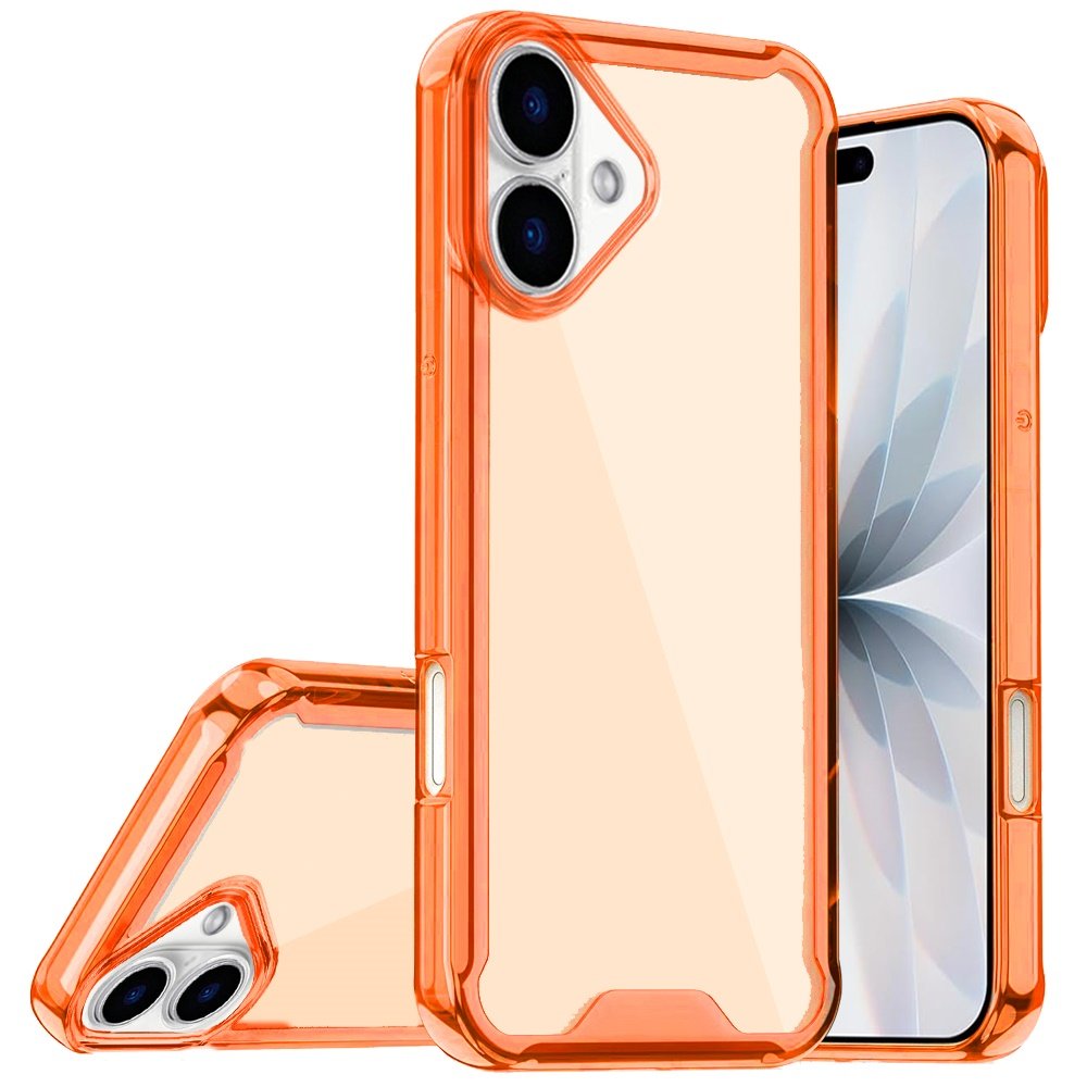 for iphone 17 colored shockproof transparent hard pc tpu hybrid case cover cosmic orange