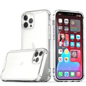 for iphone 15 colored shockproof transparent hard pc tpu hybrid case cover clear/clear