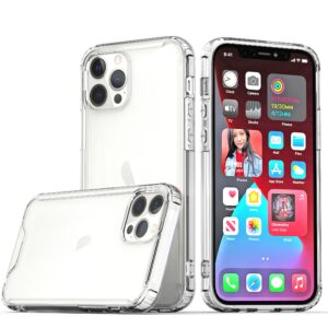 for iphone 13 pro max colored shockproof transparent hard pc tpu hybrid case cover clear/clear