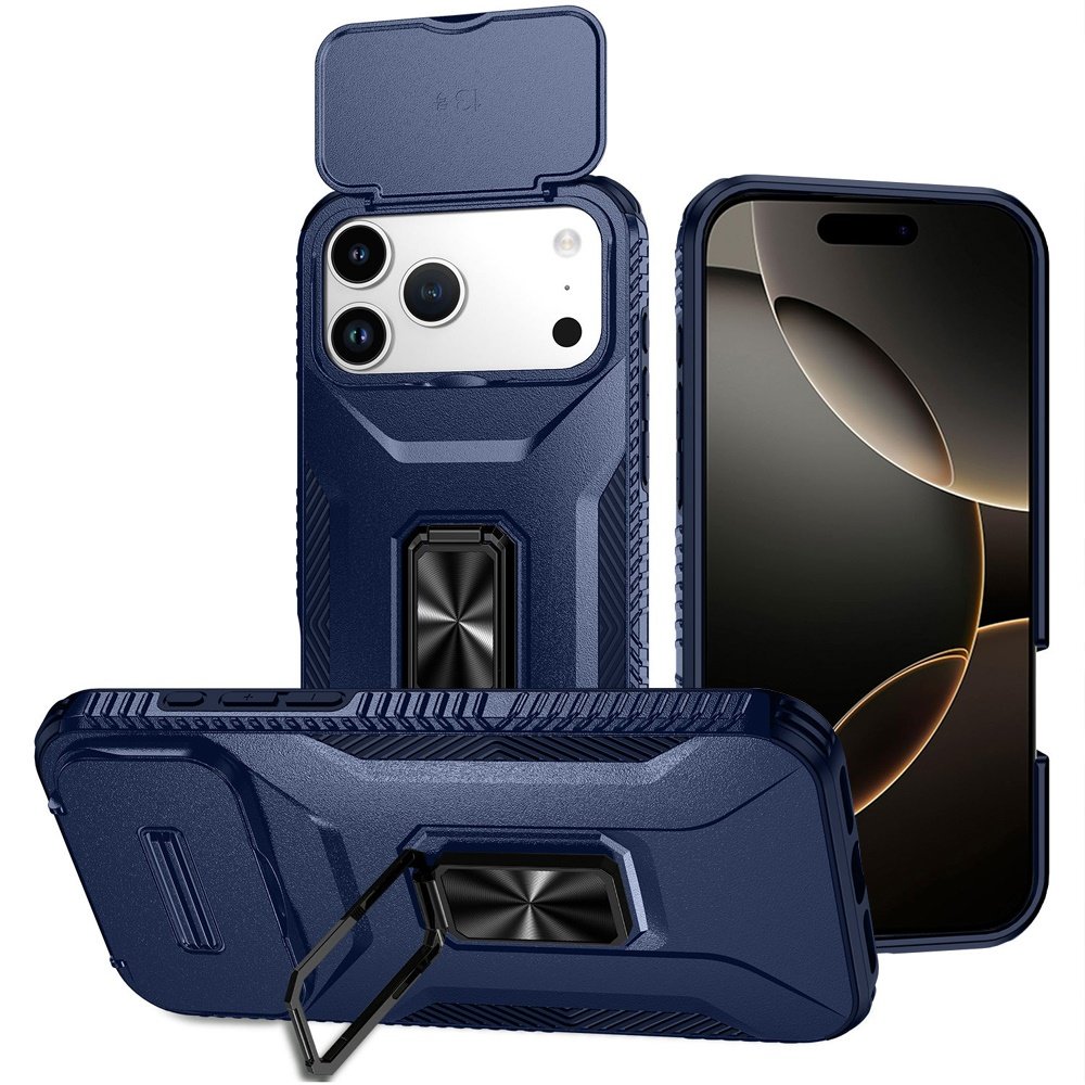 for iphone 17 pro max complete magnetic metal ring stand camera protection hybrid blue