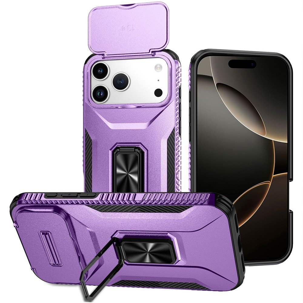 for iphone 17 pro max complete magnetic metal ring stand camera protection hybrid purple
