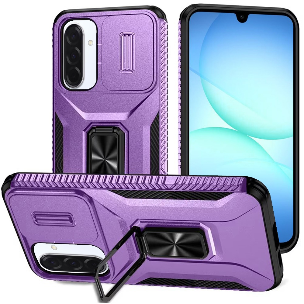 for samsung a17 5g complete magnetic metal ring stand camera protection hybrid purple