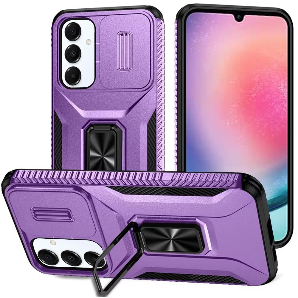 for samsung galaxy a26 complete magnetic metal ring stand camera protection hybrid dark purple