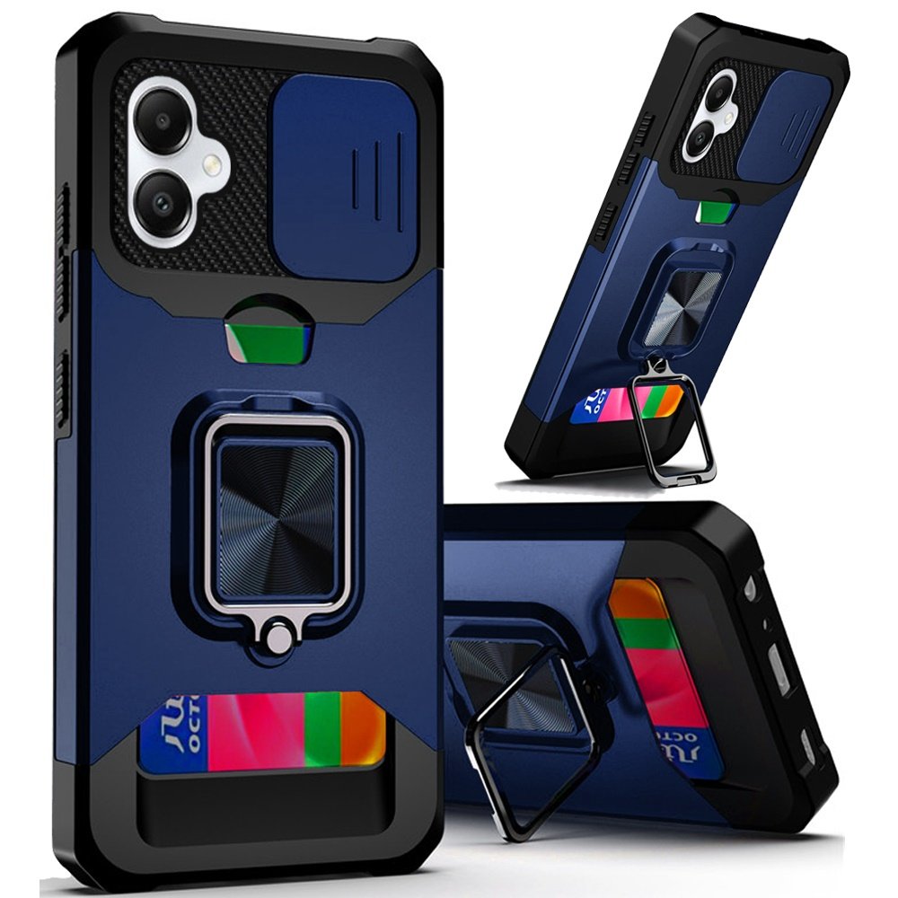 for samsung a06 multi functional card magnetic ring stand hybrid camera blue