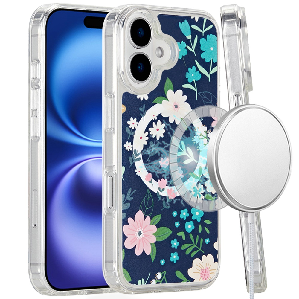 for iphone 16 plus 6.7 inch magnetic space uv design case galaxy floral