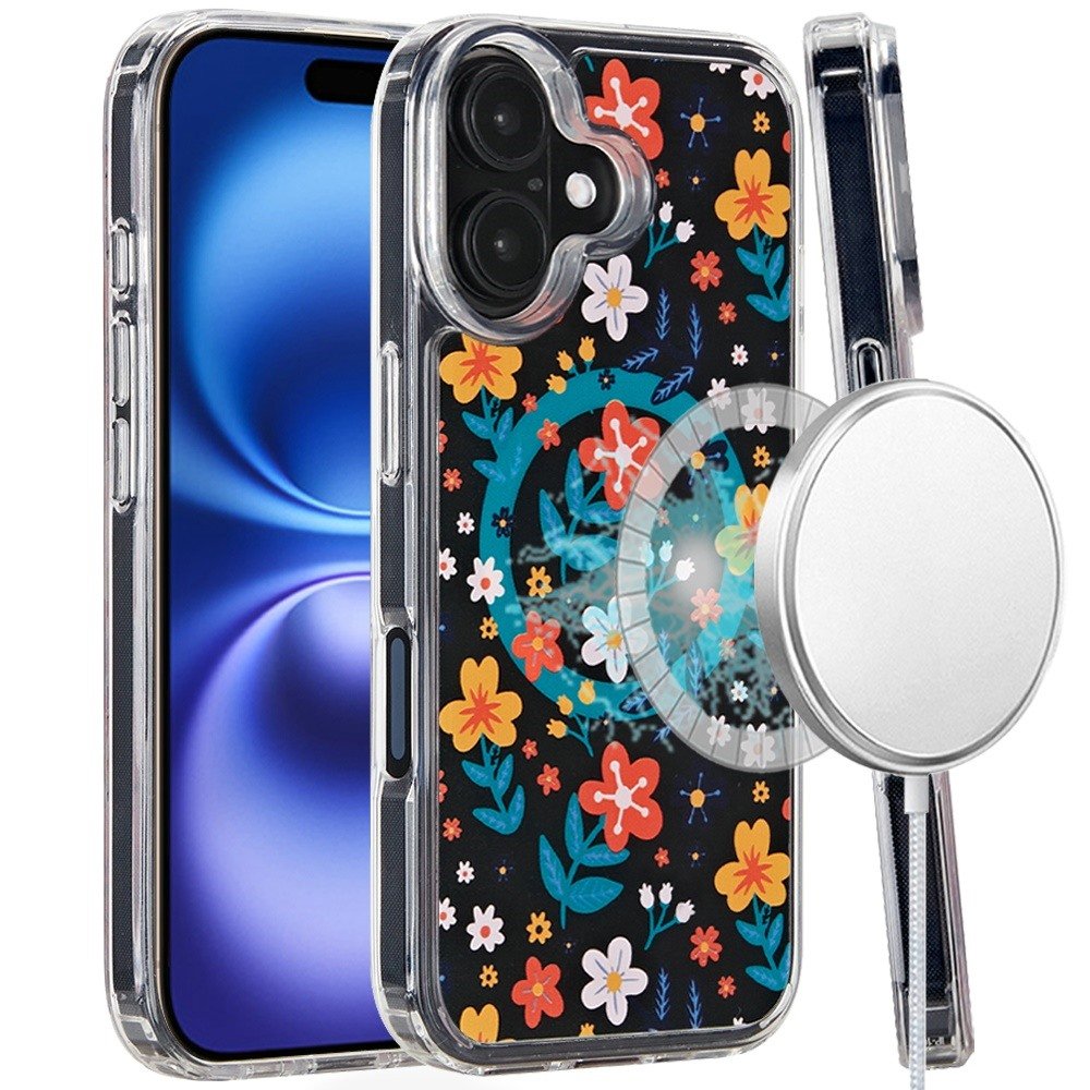 for iphone 16 plus 6.7 inch magnetic space uv design case nightly floral