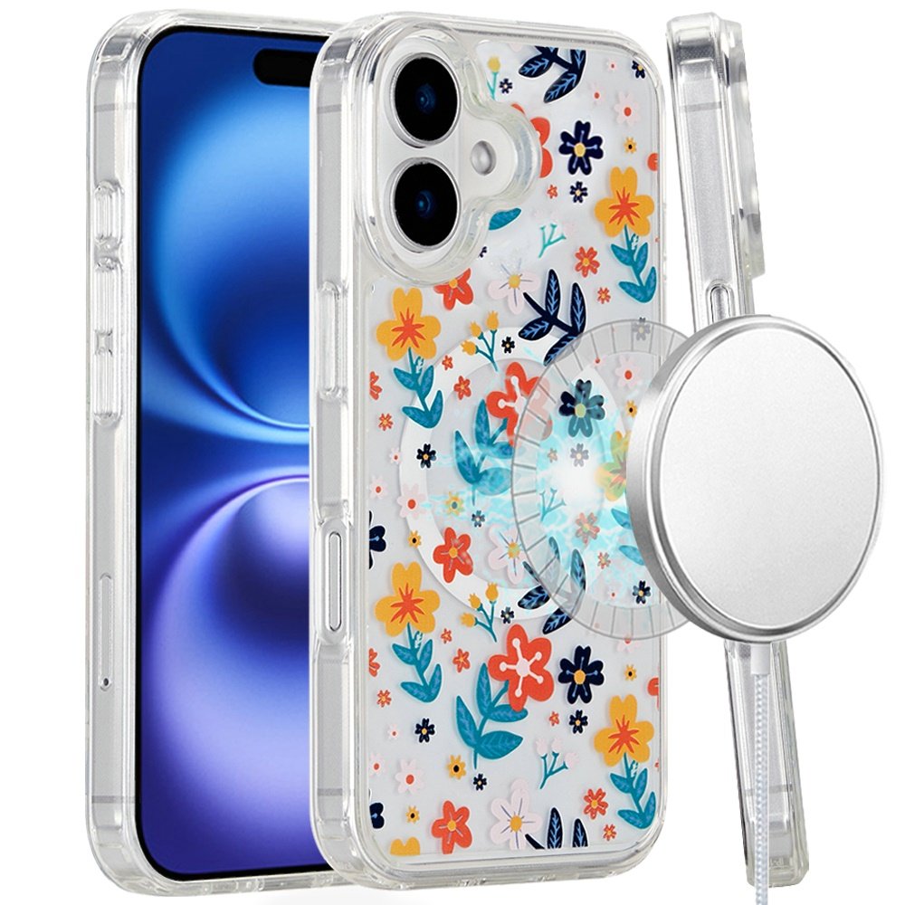 for iphone 16 6.1 inch magnetic space uv design case colorful floral