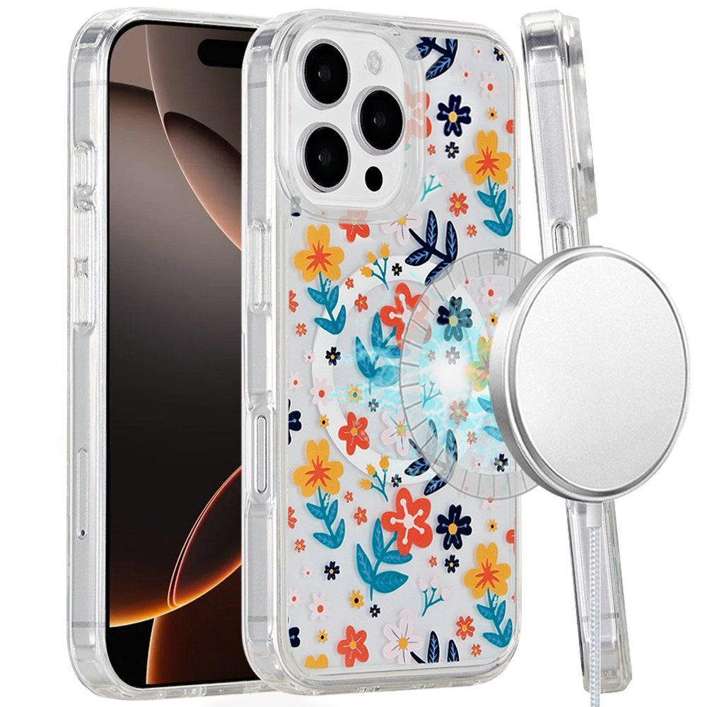 for iphone 16 pro 6.3 inch magnetic space uv design case colorful floral