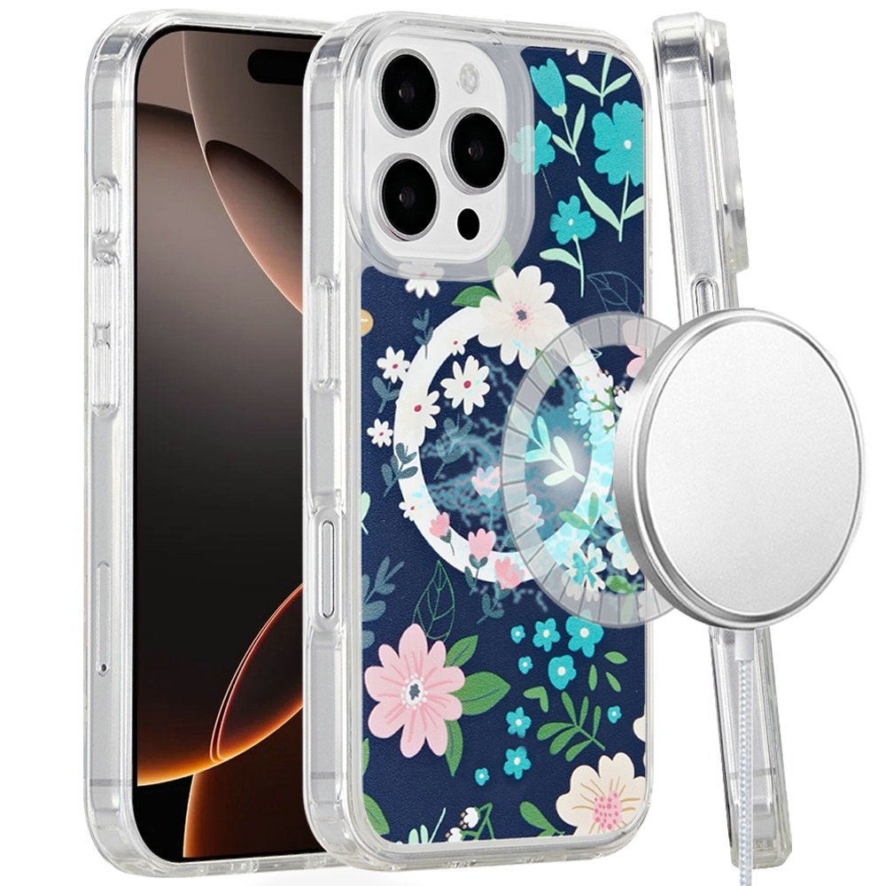 for iphone 16 pro 6.3 inch magnetic space uv design case galaxy floral