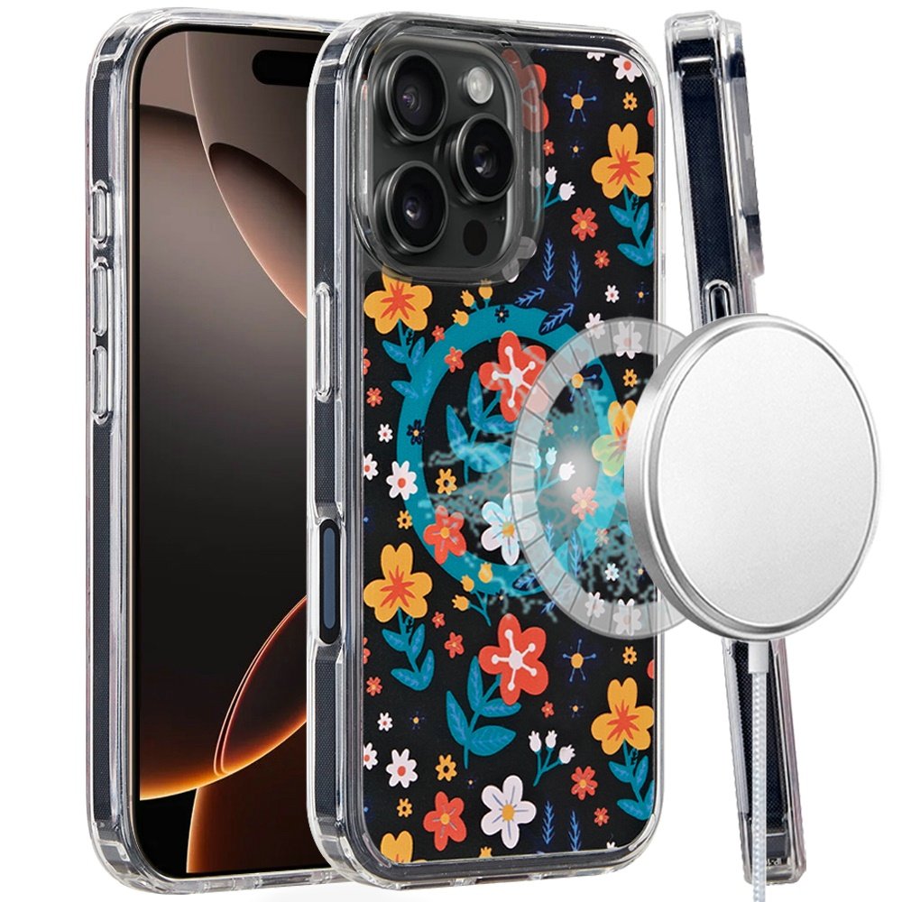 for iphone 16 pro 6.3 inch magnetic space uv design case nightly floral