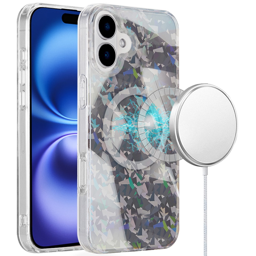 for iphone 16 6.1 inch magnetic double layer imd design case smoke holographic