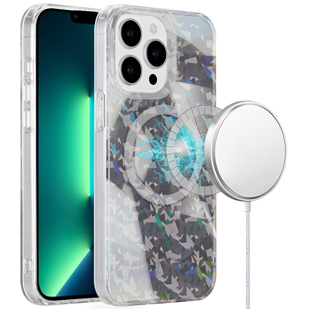 for iphone 13 pro max magnetic double layer imd design case smoke holographic