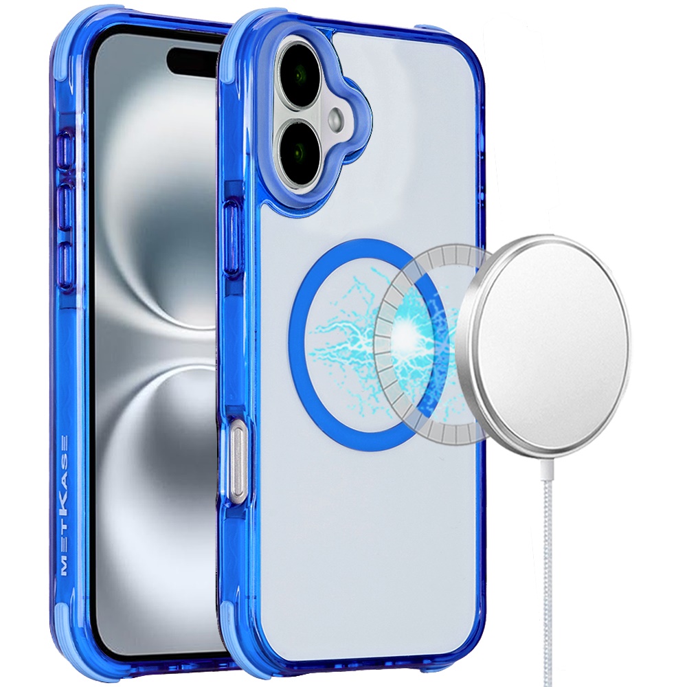 for iphone 16 6.1 inch magnetic 3in1 drop proof two tone case dark blue two tone