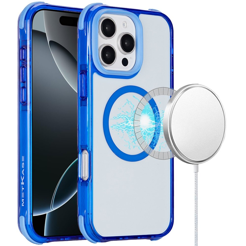 for iphone 16 pro 6.3 inch magnetic 3in1 drop proof two tone case dark blue two tone