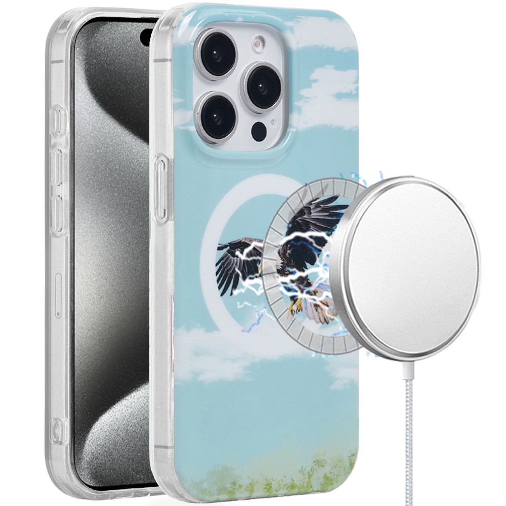 for ip15 pro max [magnetic circle] double layer design imd tpu case eagle