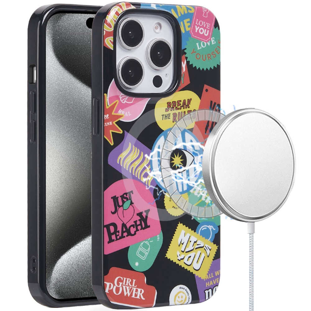for ip15 pro max [magnetic circle] double layer design imd tpu case fashion rebel