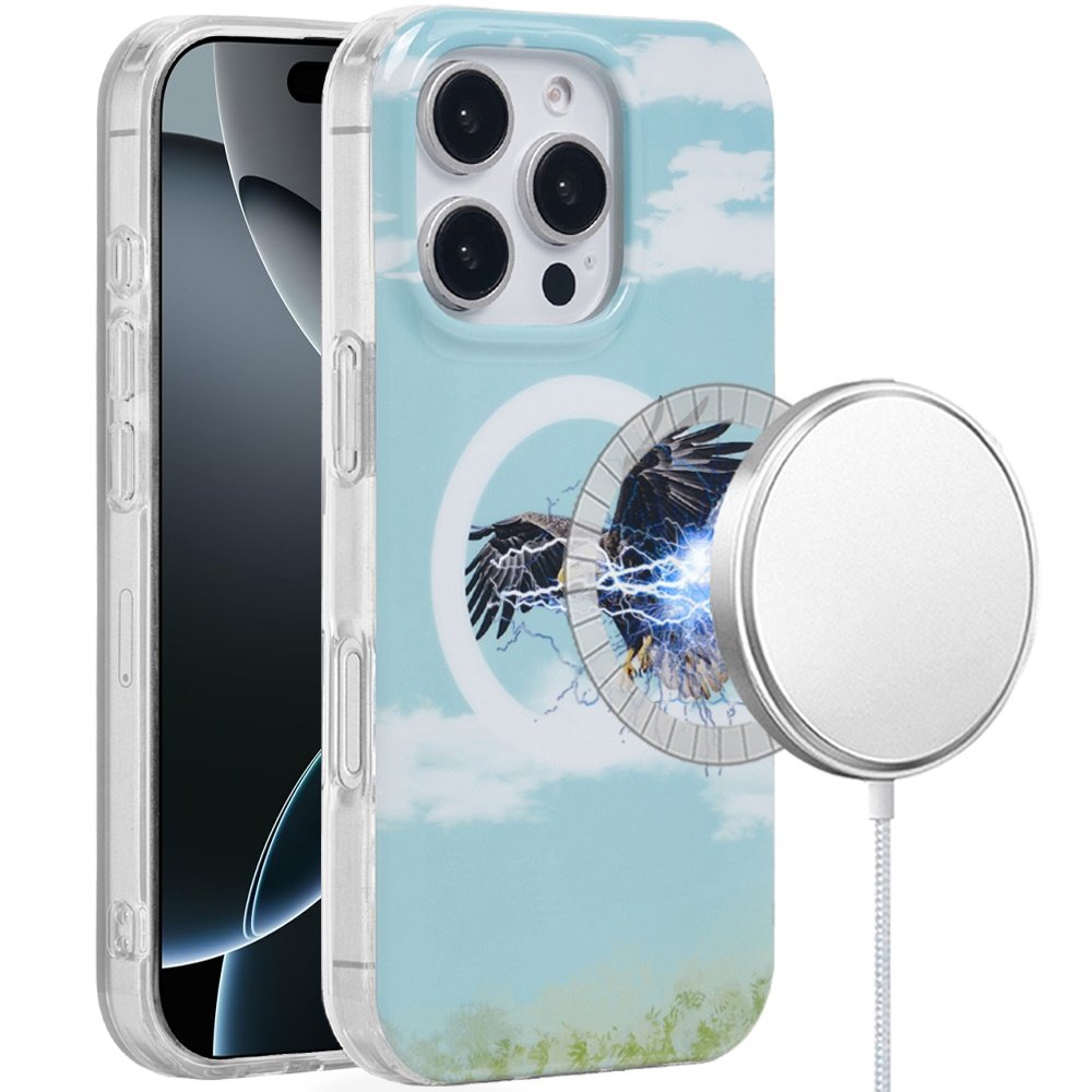 for iphone 16 pro max 6.9 inch [magnetic circle] double layer design imd tpu case eagle